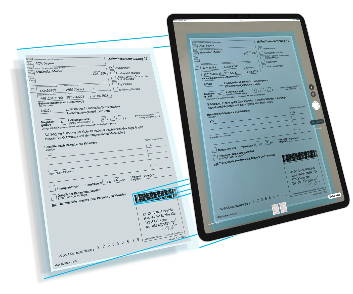 iPrax Praxisoftware Physiotherapie Clever-Scan