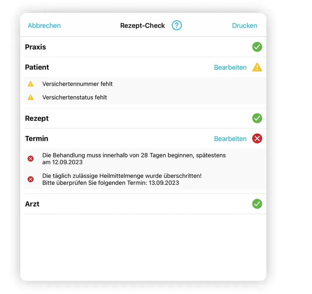 iPrax Praxisoftware Physiotherapie Taxierung