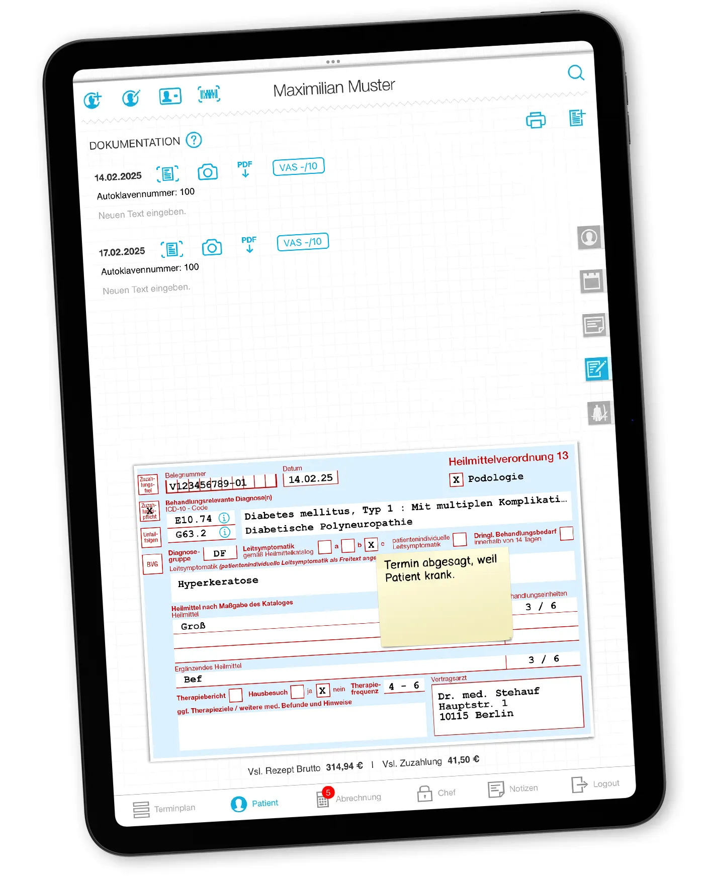 iPrax Praxisoftware Podologie Dokumentation