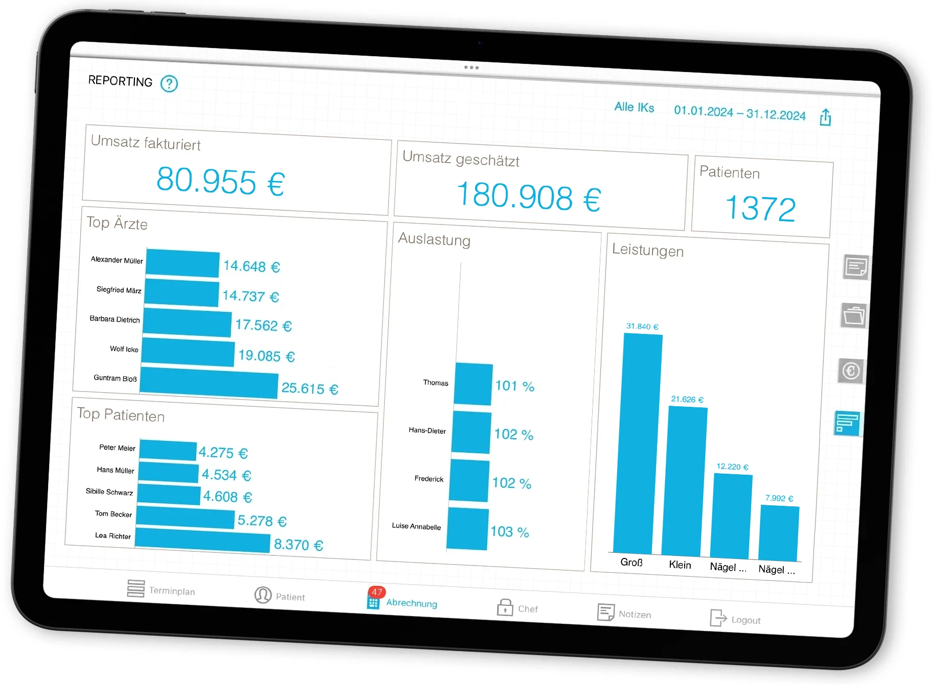 iPrax Praxisoftware Podologie Reporting